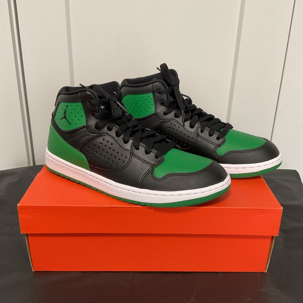Jordan Black and Green High-Top Sneakers
